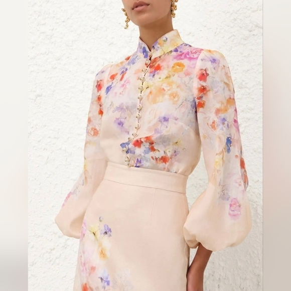 Zimmermann Tops - Zimmermann Floral Button-Up Blouse